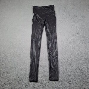 Spanx Size Medium Black Faux Leather Looking Leggings Costume Slimming